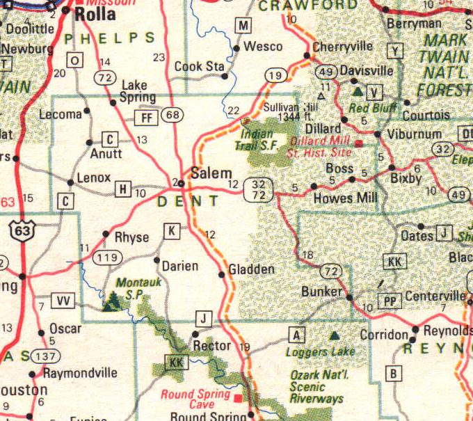 Dent county map