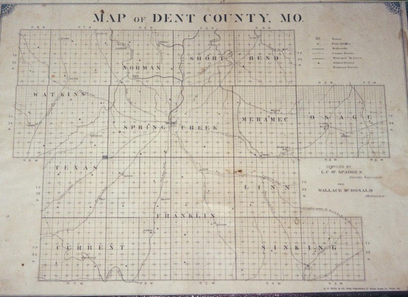 map of Dent County townships